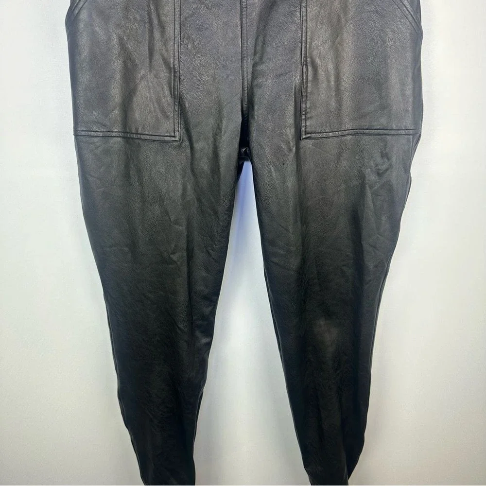 Spanx Leather Like Joggers Black Noir‎ Size XL Women's Spanx pants joggers